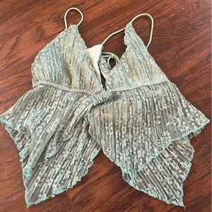 Women’s Light Green Ruffle Tank